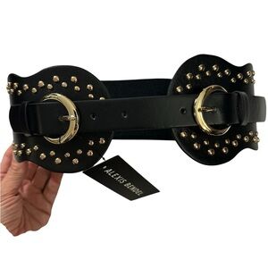 Alexis Bendel Black and Gold Studded Wide waist Belt Sz S / M